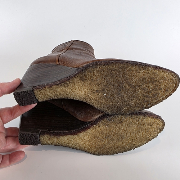 Stuart Weitzman Women's Brown Leather Wedge Heel Boot Ankle Bootie Gum Sole sz 8 - Picture 12 of 12